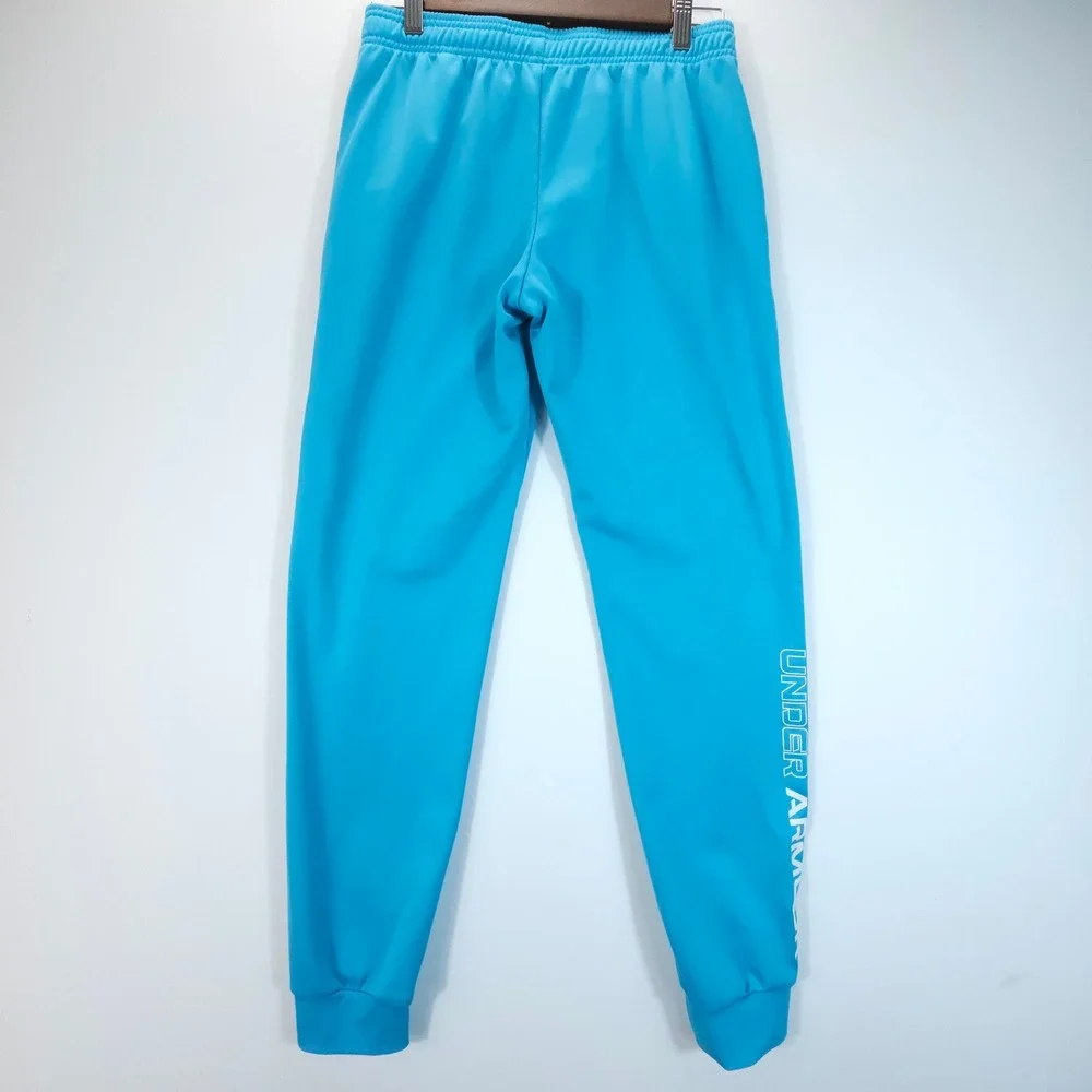 Under Armour Joggers Kids L Blue Y2K Streetwear Tapered Athletic Sweatpants - Picture 2 of 12